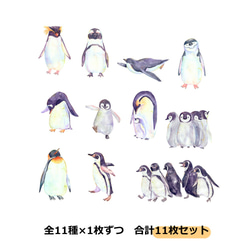 【11種類セット】絵本風ペンギンさんのステッカーミニサイズ　耐水＆UVカット・光沢素材で長期間綺麗 3枚目の画像