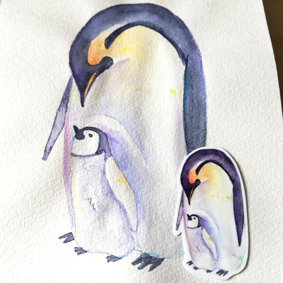 【11種類セット】絵本風ペンギンさんのステッカーミニサイズ　耐水＆UVカット・光沢素材で長期間綺麗 8枚目の画像
