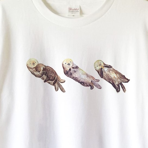 【送料無料】ラッコのシンプル白Tシャツ～子供から大人までみんなで使える13サイズ～ 2枚目の画像