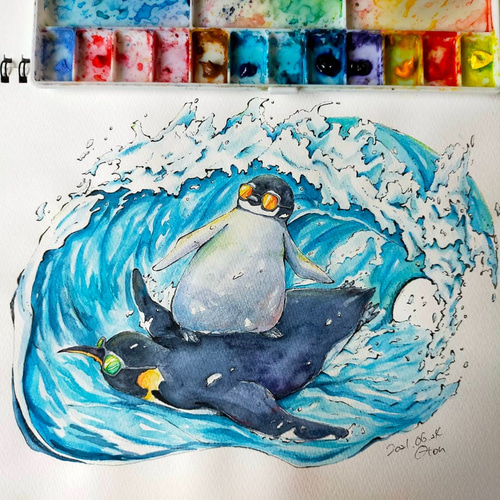 選べるポストカードセット（22.波乗りペンギン） ポストカード