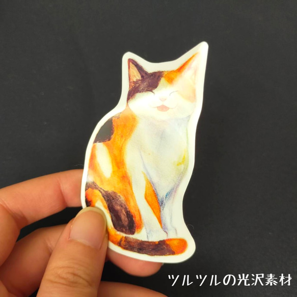 【選べる7種類・2枚セット】猫の絵本風ステッカー 耐水＆UVカット・光沢素材で長期間綺麗 5枚目の画像