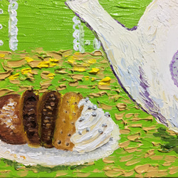 sold 油彩画「ヘンゼルとグレーテルのティーポット」オシャレなインテリア カフェ リビング ダイニング リモートワーク 7枚目の画像