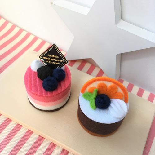 おままごと＊4種のフェルトケーキセット【09】 おもちゃ・人形