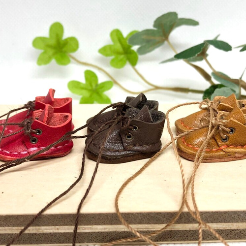 革細工 ショートブーツ 一足 leather craft miniature boots