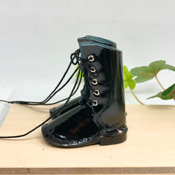 森き　編み上げブーツ　一足　leather craft miniature  boots. 2枚目の画像