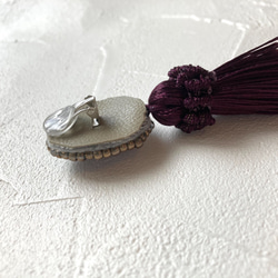 【tassel -ボルドー-】イヤリング/ピアス(チェコガラス使用、ビーズ刺繍、タッセル) 6枚目の画像