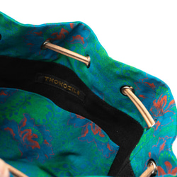 SHWE SHWE布藝手提籃袋藍色和綠色花朵 第2張的照片