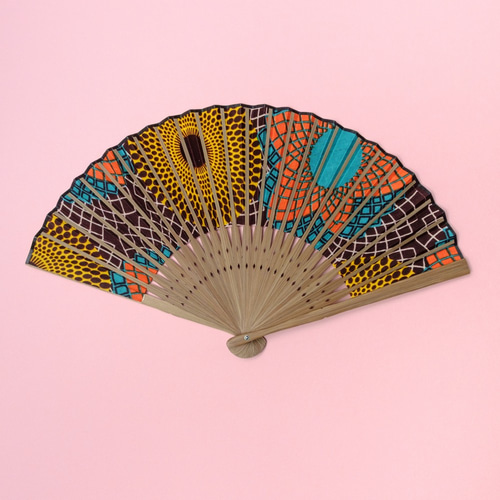 アフリカ　布地　扇子 アフリカンワックスプリント扇子 その他ファッション雑貨