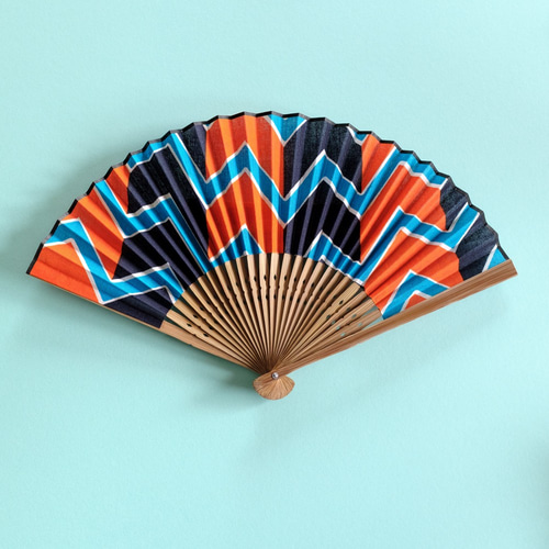 アフリカンワックスプリント扇子 Zig-Zag Print 和装小物（帯