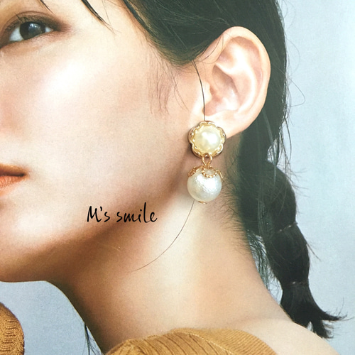スーツ.ドレスにも合う☆パールピアス.イヤリング 樹脂ピアス.樹脂 