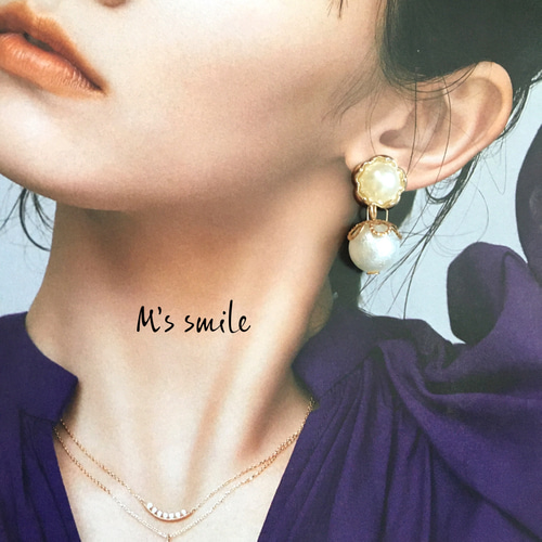 スーツ.ドレスにも合う☆パールピアス.イヤリング 樹脂ピアス.樹脂 