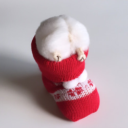 クリスマスブーツのジャンガリアンハムスターのぬいぐるみ　パールホワイト 6枚目の画像