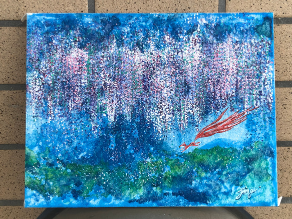 岩絵】藤の花とキツネ 絵画 2900deJ 通販 10055732｜Creema(クリーマ)