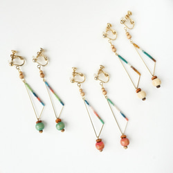 まきまき△ピアス/イヤリング（クリーム） 3枚目の画像