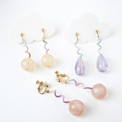 まきまきくるくるピアス/イヤリング（ピンク） 3枚目の画像