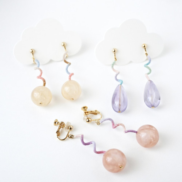 まきまきくるくるピアス/イヤリング（ピンク） 3枚目の画像