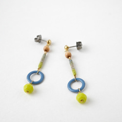 まきまきスティックピアス/イヤリング（ブルー×グリーン） 2枚目の画像