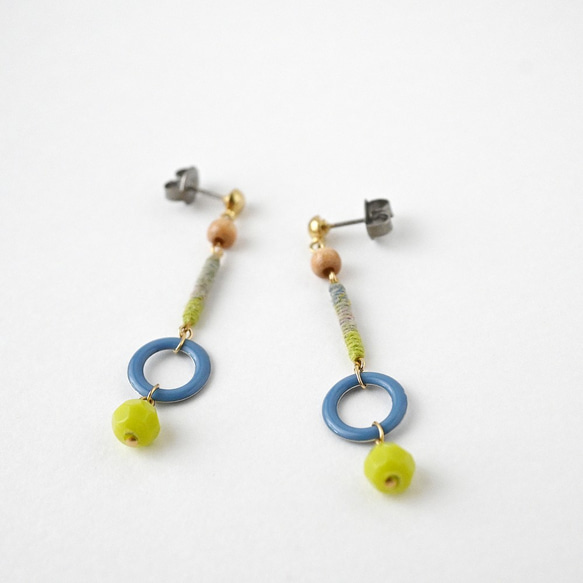 まきまきスティックピアス/イヤリング（ブルー×グリーン） 2枚目の画像
