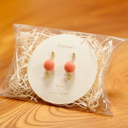 まんまるピアス＆イヤリング（ローズ×ルビー）【受注制作】 3枚目の画像