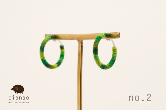 まきまきフープイヤリング（グリーン）　【受注制作】 3枚目の画像