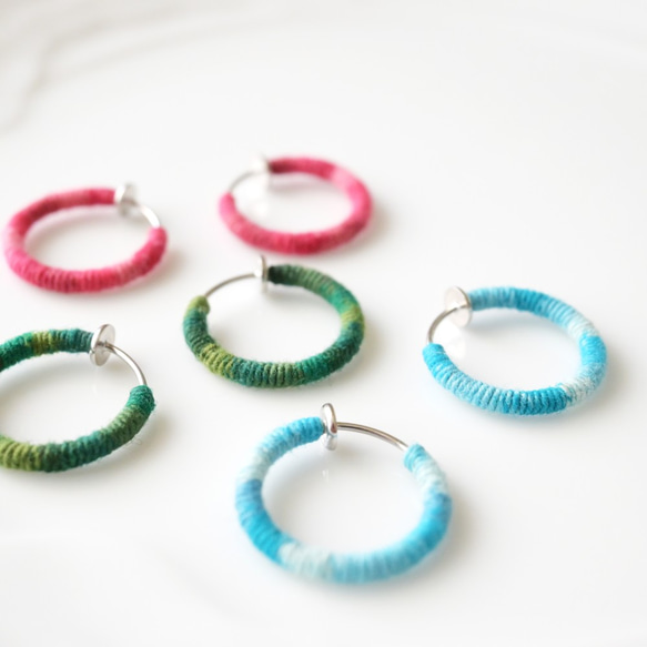 まきまきフープイヤリング（グリーン）　【受注制作】 6枚目の画像