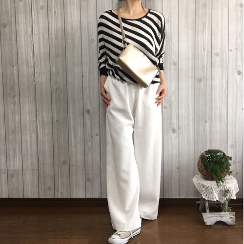 再販4 大人のとろみハンサムワイドパンツ（オフ白）＊受注製作 