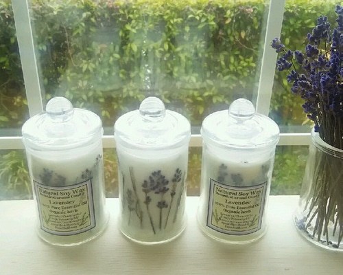 Relax Lavender～ソイキャンドル◇天然精油のボトルラベンダー