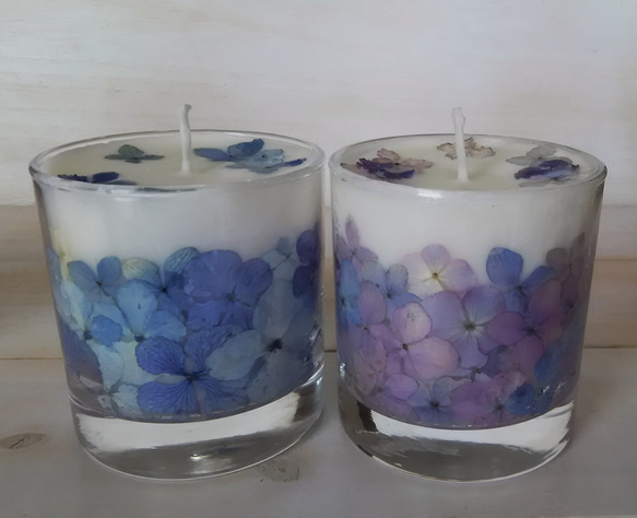 ～Blue hydrangea ～ Aroma Soy candleアニバーサリ✨紫陽花グラスキャンドル 5枚目の画像