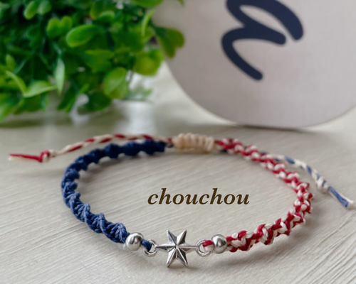 ミサンガ 星条旗 ワックスコードブレスレット ブレスレット chou chou 