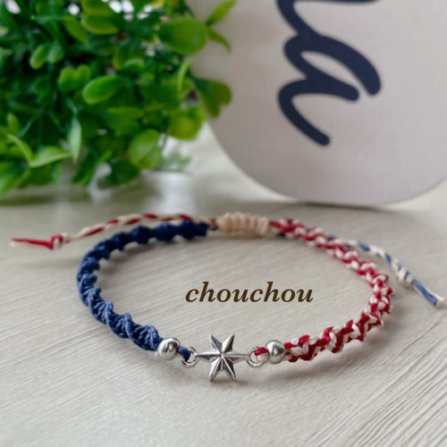 ミサンガ 星条旗 ワックスコードブレスレット ブレスレット chou