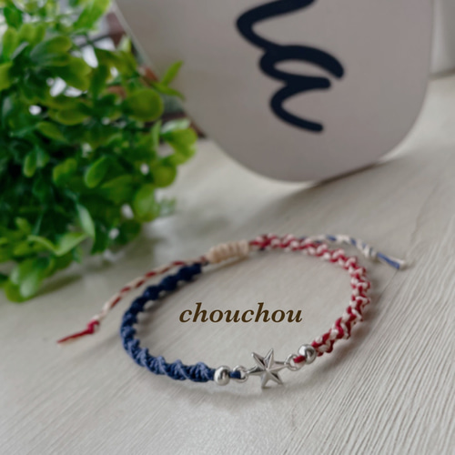 ミサンガ 星条旗 ワックスコードブレスレット ブレスレット chou chou