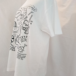 アトリエichiオリジナル！夏をぎゅっと詰め込んだ✨楽しいプリントtシャツ※生地色ホワイト×ブラック 5枚目の画像