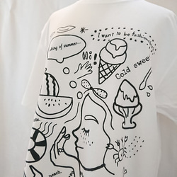 アトリエichiオリジナル！夏をぎゅっと詰め込んだ✨楽しいプリントtシャツ※生地色ホワイト×ブラック 9枚目の画像