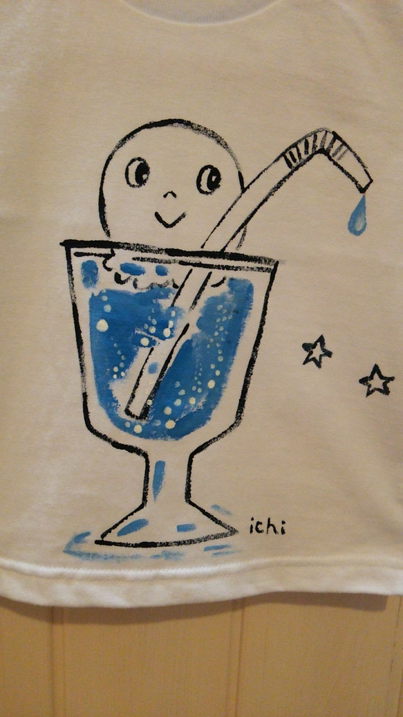 ベビー90㎝☆クリームソーダくん手描きTシャツ 2枚目の画像