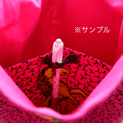 アフリカンプリント☆ サイドフリル A4 トートバッグ 馬　ピンク×イエロー 4枚目の画像