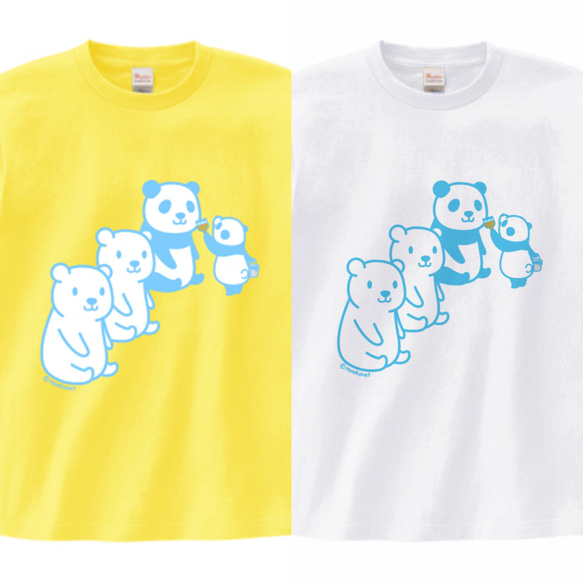 シロクマパンダ化計画Tシャツ(大人〜子供サイズ) 1枚目の画像