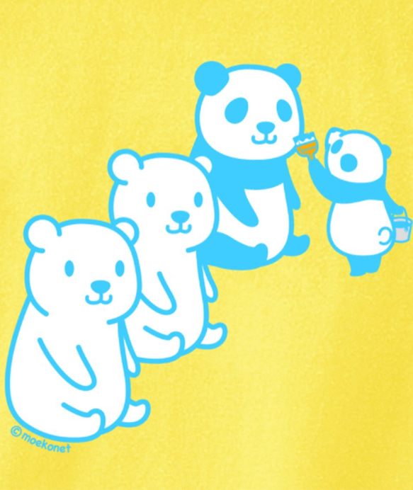 シロクマパンダ化計画Tシャツ(大人〜子供サイズ) 3枚目の画像