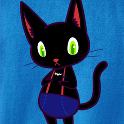 黒猫キャラクターTシャツ(大人〜子供サイズ) 2枚目の画像