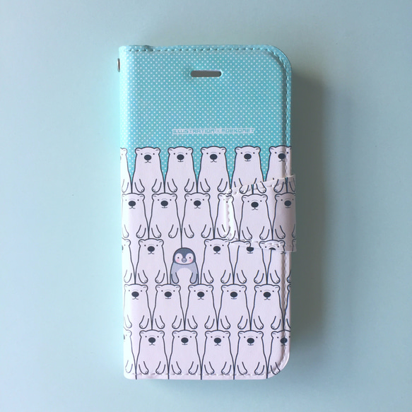 手帳型iPhoneケース  シロクマ時々ペンギン 1枚目の画像