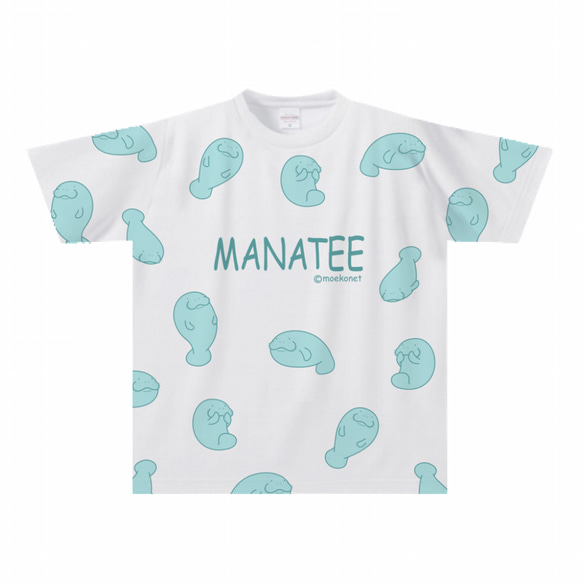 マナティ柄Tシャツ(大人〜子供サイズ)【全面プリント】 Tシャツ