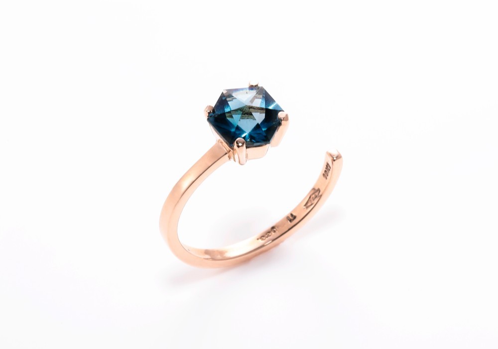 カラーストーン リング「 bee 」リング【 ブルー 】ロンドンブルートパーズ・12号