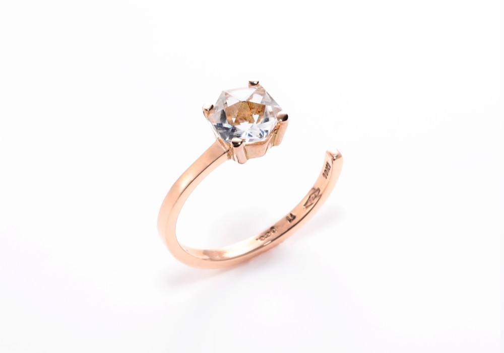 カラーストーン リング「 bee 」リング【 クリア 】ホワイトトパーズ・9号