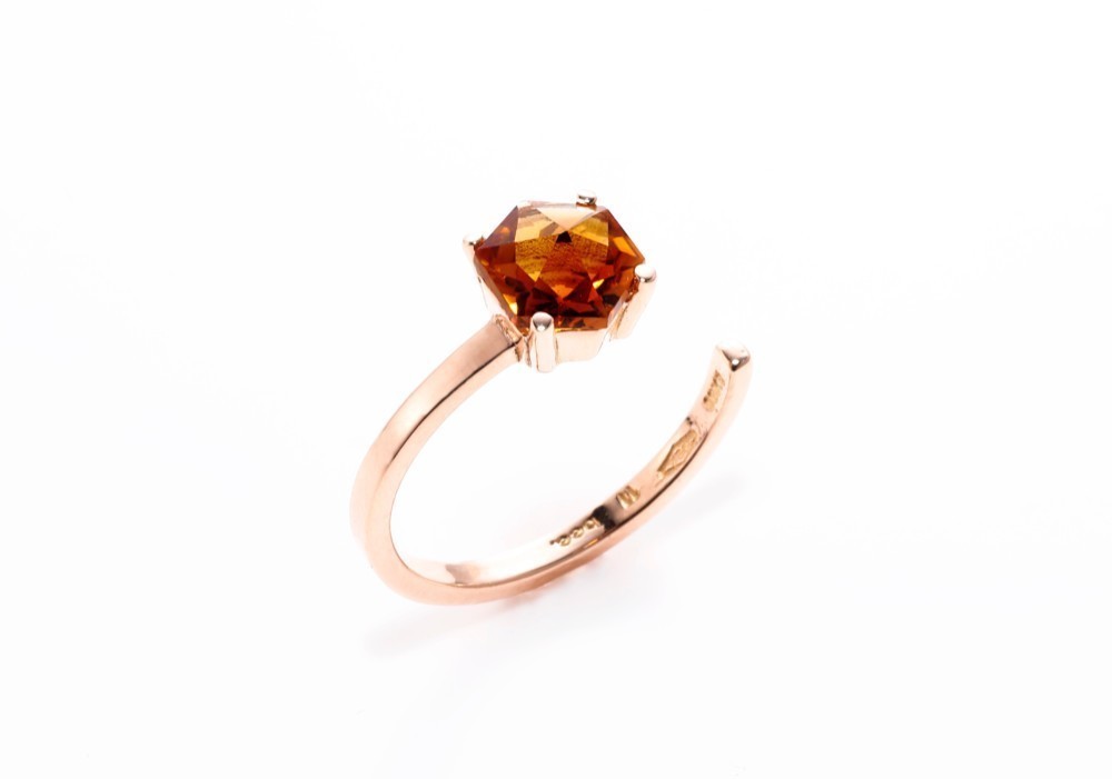 カラーストーン リング「 bee 」リング【 オレンジ 】シトリン・8.5号