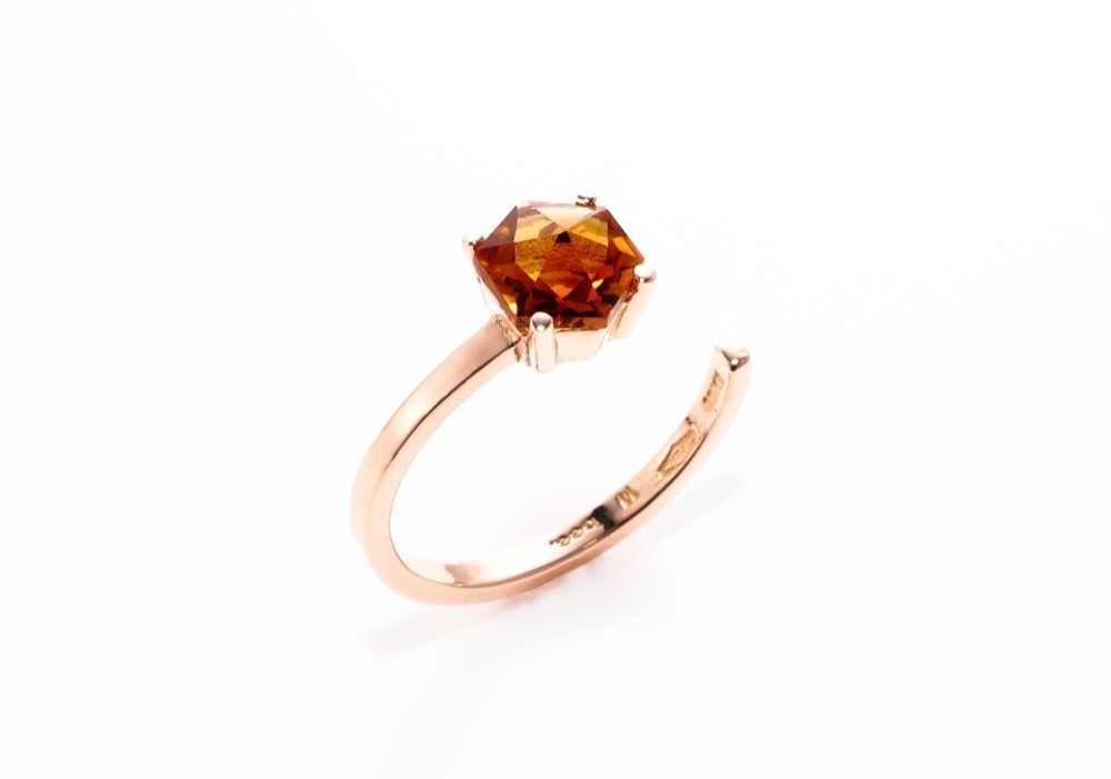 カラーストーン リング「 bee 」リング【 オレンジ 】シトリン・10号