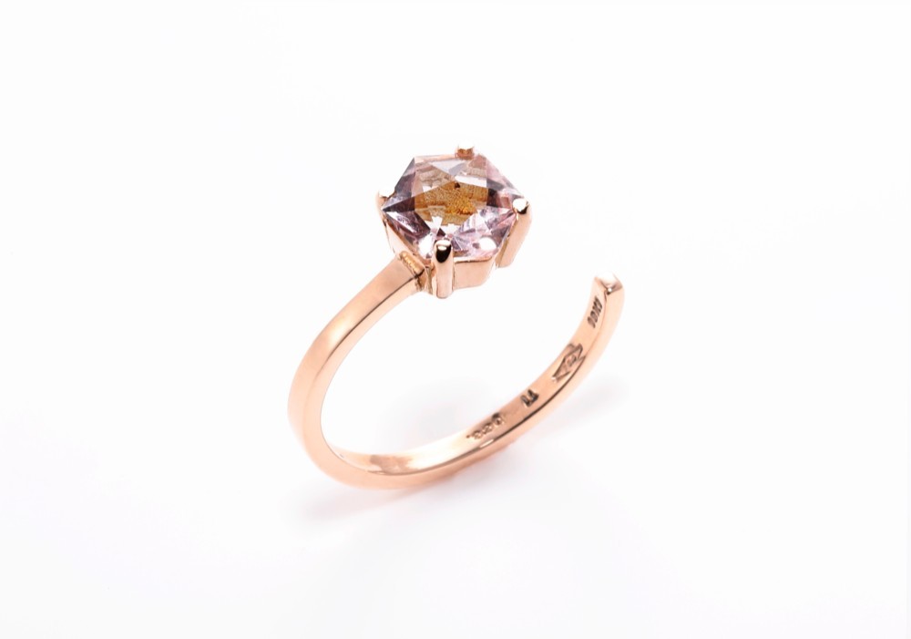 カラーストーン リング「 bee 」リング【 ピンク 】ピンククオーツ・6.5号