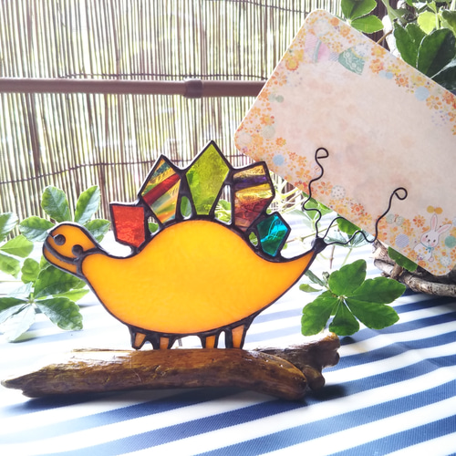 草原を駆け回るユニコーン ヴィンテージ ステンドグラス 城と自然と鳥 草原を駆け回るユニコーン ヴィンテージ ステンドグラス 城と