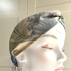 精選William Morris ⭐️採用設計布料⭐️髮帶頭巾⭐️銀蓮花藍⭐️ 第4張的照片