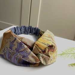 僅售出 2 件 ❣️ 使用威廉莫里斯設計面料 ⭐️️ 海葵黃×紫 ⭐️ 頭巾髮帶 第2張的照片