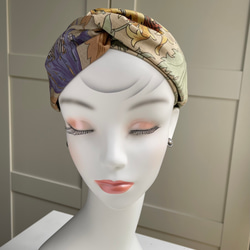 僅售出 2 件 ❣️ 使用威廉莫里斯設計面料 ⭐️️ 海葵黃×紫 ⭐️ 頭巾髮帶 第3張的照片