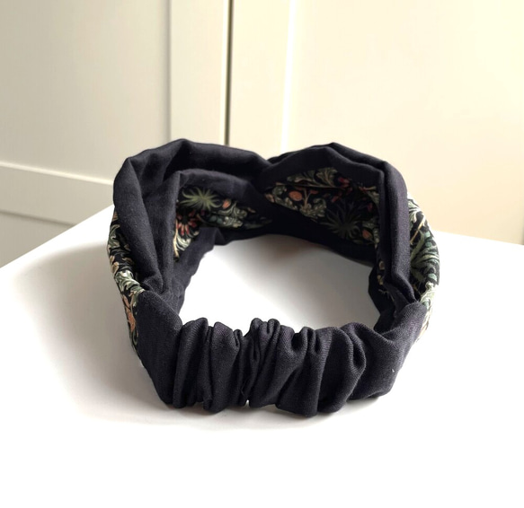 William Morris ⭐️使用的設計面料⭐️風信子✖️黑色⭐️頭巾髮帶 第4張的照片